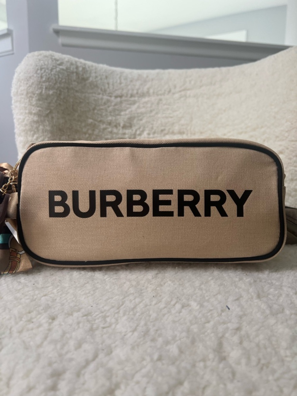 Rare Burberry Upcycled Canvas Beauty Bag to Crossbody Purse - Picture 2 of 10